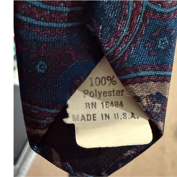 Paisley Print Blue Purple Silk Camden Court Neck Tie Pocket Square Set Formal - Picture 4 of 5